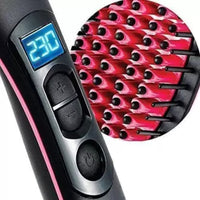 Hair Electric Comb Brush 3 in 1 Ceramic Fast Hair Straightener For Women's Hair Straightening Brush with LCD Screen, Temperature Control Display, Hair Straightener For Women (BLACK)
