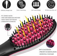 Hair Electric Comb Brush 3 in 1 Ceramic Fast Hair Straightener For Women's Hair Straightening Brush with LCD Screen, Temperature Control Display, Hair Straightener For Women (BLACK)
