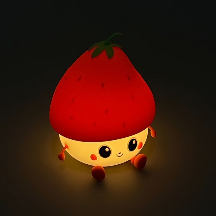 Silicone Strawberry LED Night Light USB Rechargeable Mood Lamp Cute Nightlights Bedroom Lamp For Baby Girl's Gift