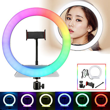 Professional Multicolored Ring Light with Mobile Mount, Color Temperature 3200K-6500K Plus RGB, Suitable for Make-up Artist & Fashion Photography & Videography Shoot.