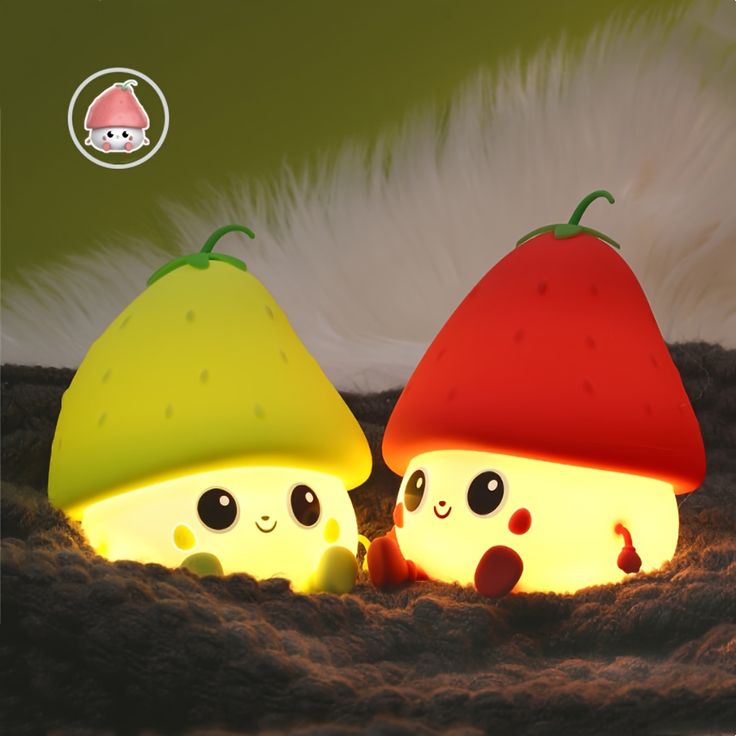 Silicone Strawberry LED Night Light USB Rechargeable Mood Lamp Cute Nightlights Bedroom Lamp For Baby Girl's Gift