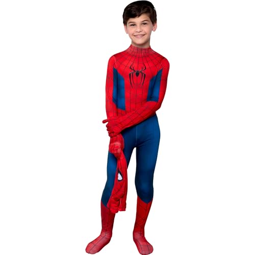 MARVEL Spider-Man Brand New Day Official Youth Zentai Halloween Costume-Deluxe Two-Way Stretch Spandex with Zippers Openings
