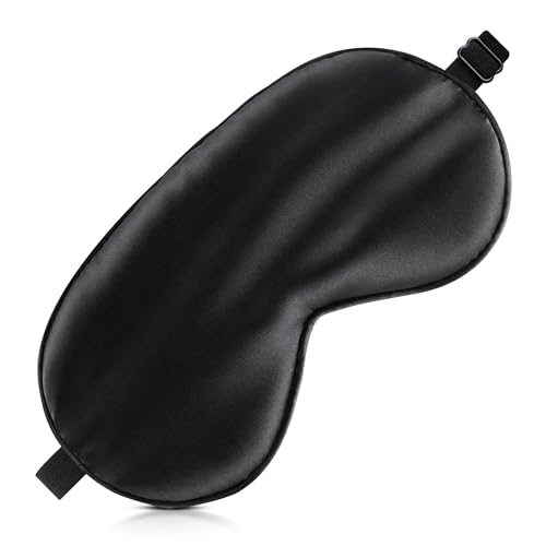 Sleep Mask Silk Eye Mask for Men Sleeping Mask, Adjustable Elastic Strap for Night Shading Sleep Mask, Soft and Comfortable for Both Men and Women(Black)