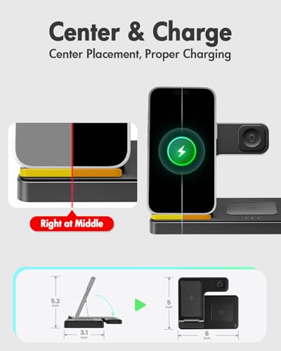 Wireless Charging Station Multiple Devices: 3-in-1 Phone Fast Multi Charger Stand for Apple Products iPhone 14 13 12 11 Pro Max XS XR X 8 Plus Watch 8 7 6 5 4 3 2 SE and AirPods 3 2 Pro