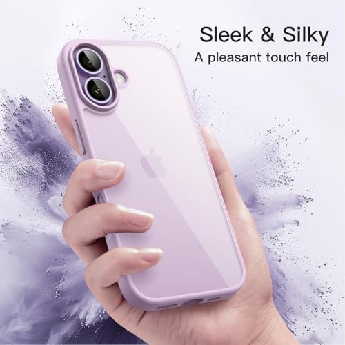 JETech Case for iPhone 17 6.3-Inch, Shockproof Phone Bumper Cover, Solid Color Matte TPU Frame, Anti-Scratch Clear Back (Lavender)