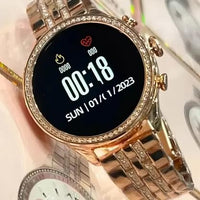 Gen 9 Round Dial Diamond Strap Smartwatch HD Display, BT Calling Smartwatch, Women Luxury Smartwatch for Modern Women (Rose Gold Strap) Multiple Sports Mode