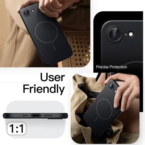 JETech Magnetic Slim Case for iPhone 17e (2026) / iPhone 16e Compatible with MagSafe, Camera Lens Full Protection, Ultra-Thin Lightweight Matte Finish Minimalist Phone Cover (Black)