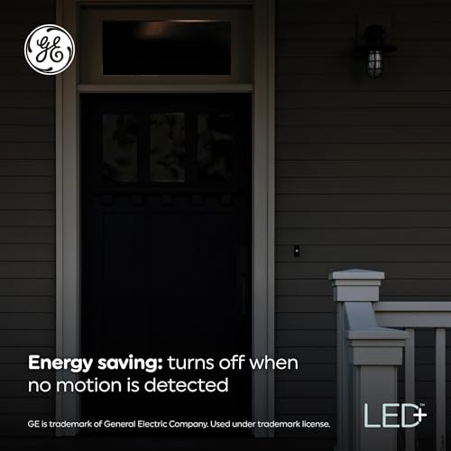 GE LED+ Motion Sensor LED Light Bulbs, 15W, PAR38 Outdoor Security Floodlight, Warm White (2 Pack)