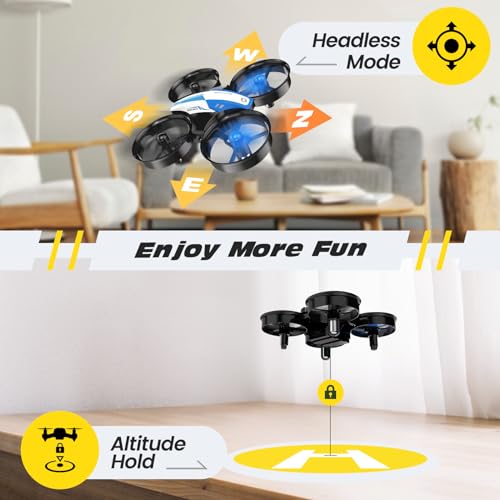 Holy Stone Mini Drone for Kids and Beginners RC Nano Quadcopter Indoor Small Helicopter Plane with Auto Hovering, 3D Flips, Headless Mode and 3 Batteries, Great Gift Toy for Boys and Girls, HS210 Blue