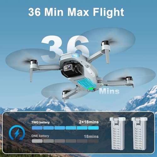 2K Drone with Camera for Adults & Beginners, Foldable FPV Mini Drone with Brushless Motor, 36 Min Flight Time, 2 Batteries, One-Key Takeoff/Landing, Gesture Selfie, Carrying Case