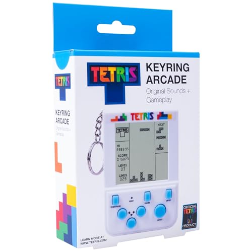 Tetris Keyring Handheld Arcade Game – Officially Licensed Mini Retro Console with LCD Screen, Sounds & 2 Game Modes – Portable Classic Puzzle Toy, Travel Gift, Retro Gamer. Officially Licensed.