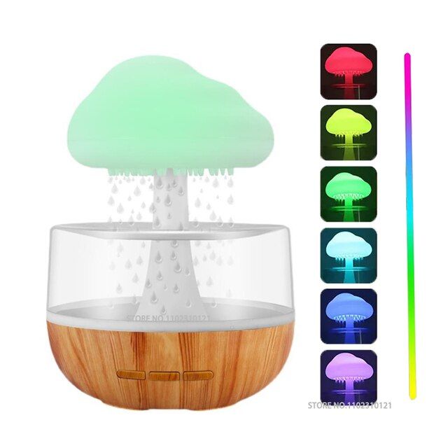 Rain Cloud Humidifier Water Drip, Mushroom Humidifier Waterfall Lamp, Mushroom Diffuser, Cloud Humidifier Rain Drop, Rain Sounds for Sleeping, Rain Cloud Diffuser