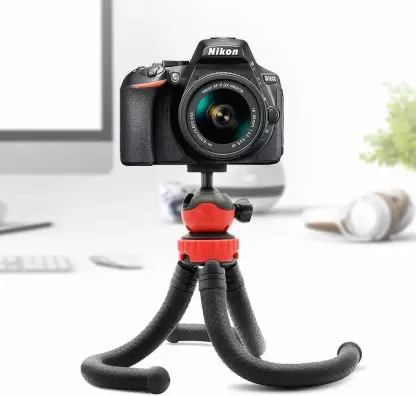 Octopus Tripod Foldable Flexible Tripod gorilla tripod Stand with Universal Mobile Holder for Vlogging Streaming Photography Compatible With All Smartphones, Action Cameras, and DSLR {(12 Inch) RED and BLACK}