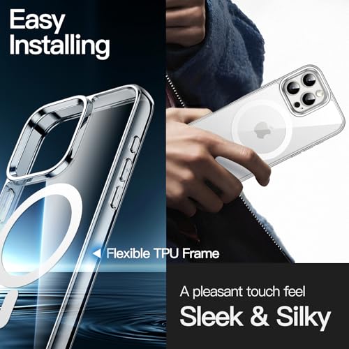 JETech Magnetic Case for iPhone 16 Pro 6.3-Inch Compatible with MagSafe, Shockproof Phone Bumper Cover, Anti-Scratch Clear Back (Clear)