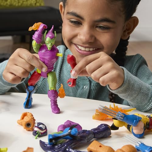 MixMashers Marvel Spider-Man Deluxe Green Jester Figure to Mix and Combine with Accessories, 12.5 cm Scale, Superhero Toys, Ages 4 and Above