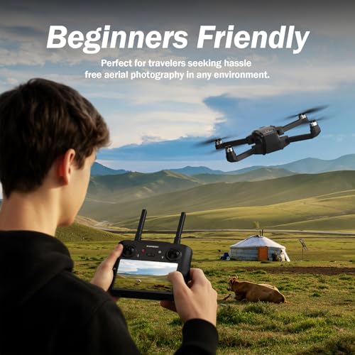 K600GPS Brushless Drones with EIS Camera for Adults Beginners Kids, Drone with 4.5'' Screen on Controller, FPV Drone with Auto Return Follow Me Mode, Drone with GPS for Adult Holiday Gifts, Under 249g