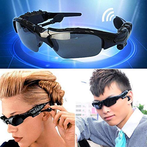 Bluetooth Smart Sunglasses Wireless Earphones Attached with Polarized Lenses, Stereo Sound Feature Compatible with All Smartphones Device, in-Ear Headphones (Black)