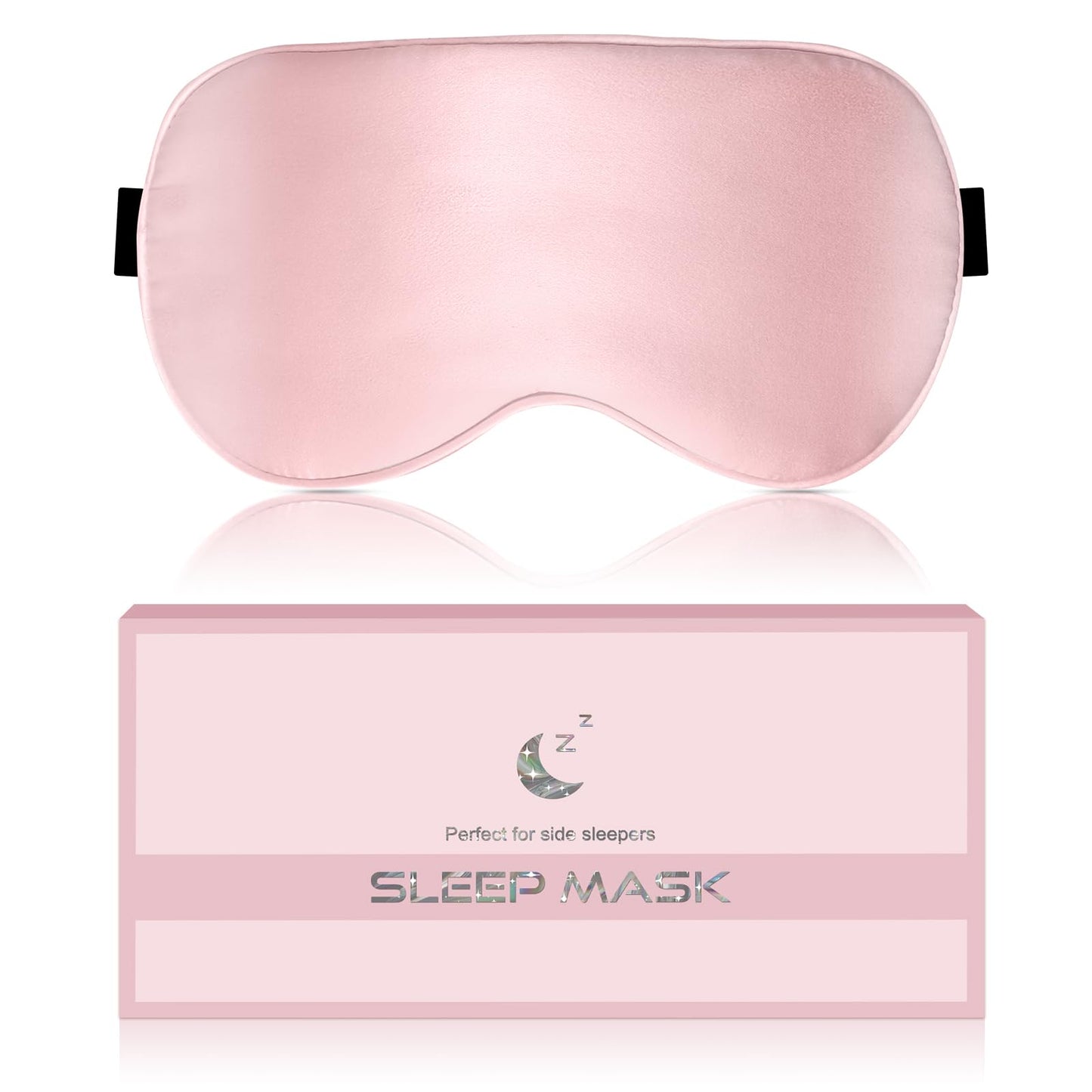 Silk Sleep Mask for Women - Soft Breathable Organic Natural Mulberry Silk Fabric Blackout Eye Mask for Sleeping with Adjustable Straps No Pressure Eye Mask for Travel Essentials Gifts (Pink)