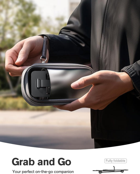 Nulaxy 2 Pack Dual Folding Cell Phone Stand, Fully Adjustable Phone Holder for Desk, Compatible with iPhone 17 16 15 14 13 12 11, Nintendo Switch, All Phones, Black & Rose Gold