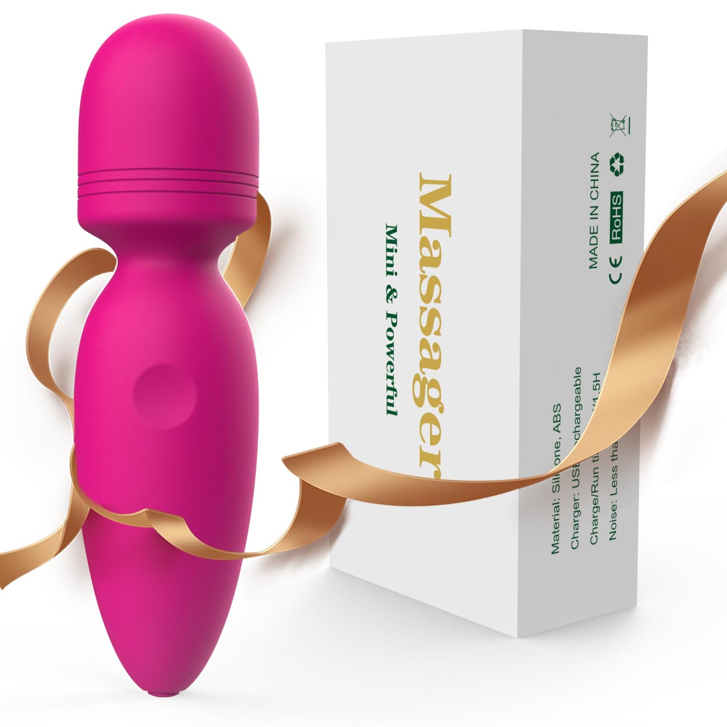 Mini Handheld Massager β Waterproof Cordless Personal Massager with 10 Vibration Modes for Back, Neck & Body (Rose Red)