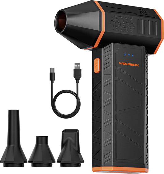 WOLFBOX MF50 Compressed Air Duster-110000RPM Super Power Electric Air Duster, 3-Gear Adjustable Mini Blower with Fast Charging, Dust Blower for Computer, Keyboard, House, Outdoor and Car