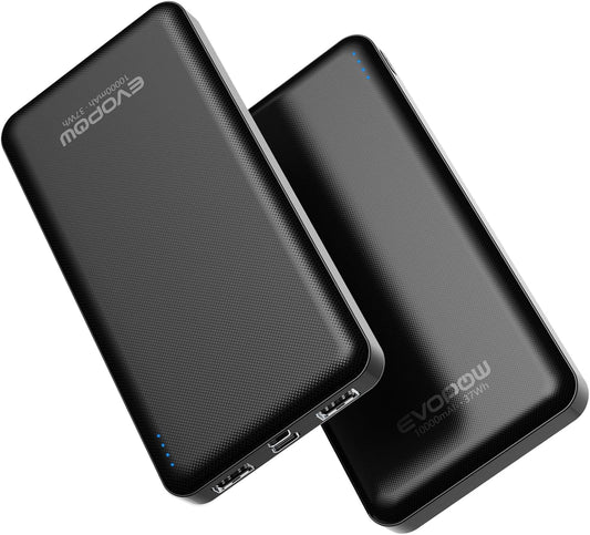2 Pack Portable Charger, Slimmer 10000mAh Power Bank, USB C in&Out Fast Charging Battery Pack, Portable Power Bank for iPhone 16 15 14 13 12 iPad Samsung S23 S22 Pixel and Heated Vest (Black)