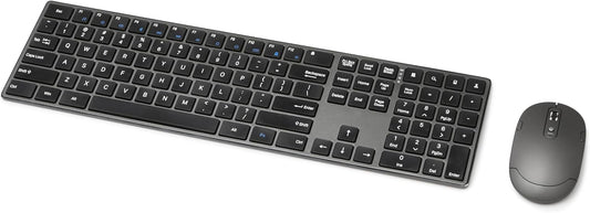 Ultra Premium Wireless Keyboard and Mouse Combo - Rechargeable, Ultra Slim Design, Quiet, Full Size, Number Pad, Unifying Receiver, Black