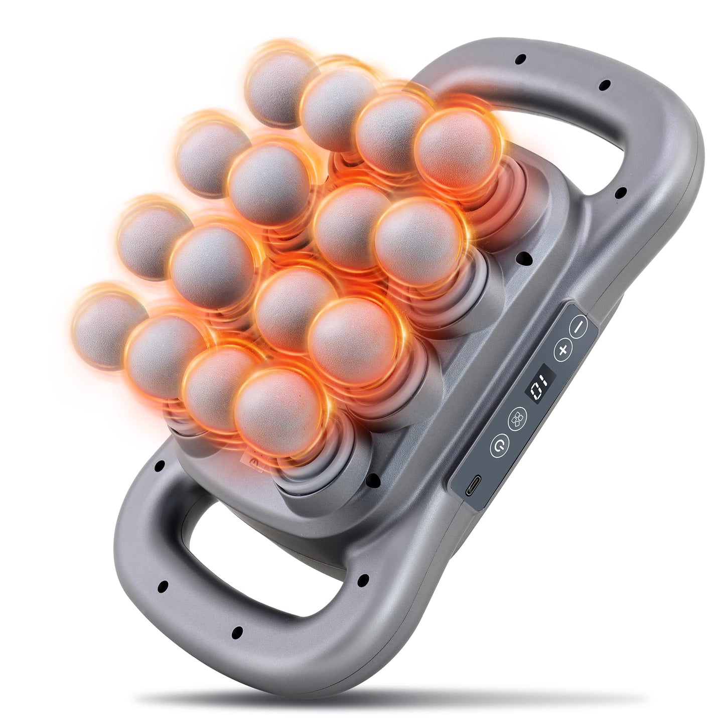 16 Head Massage Gun Set, Deep Tissue Percussion Massager, 2600mAh Electric Massage Tools with 9 Styles & Levels, Dark Grey