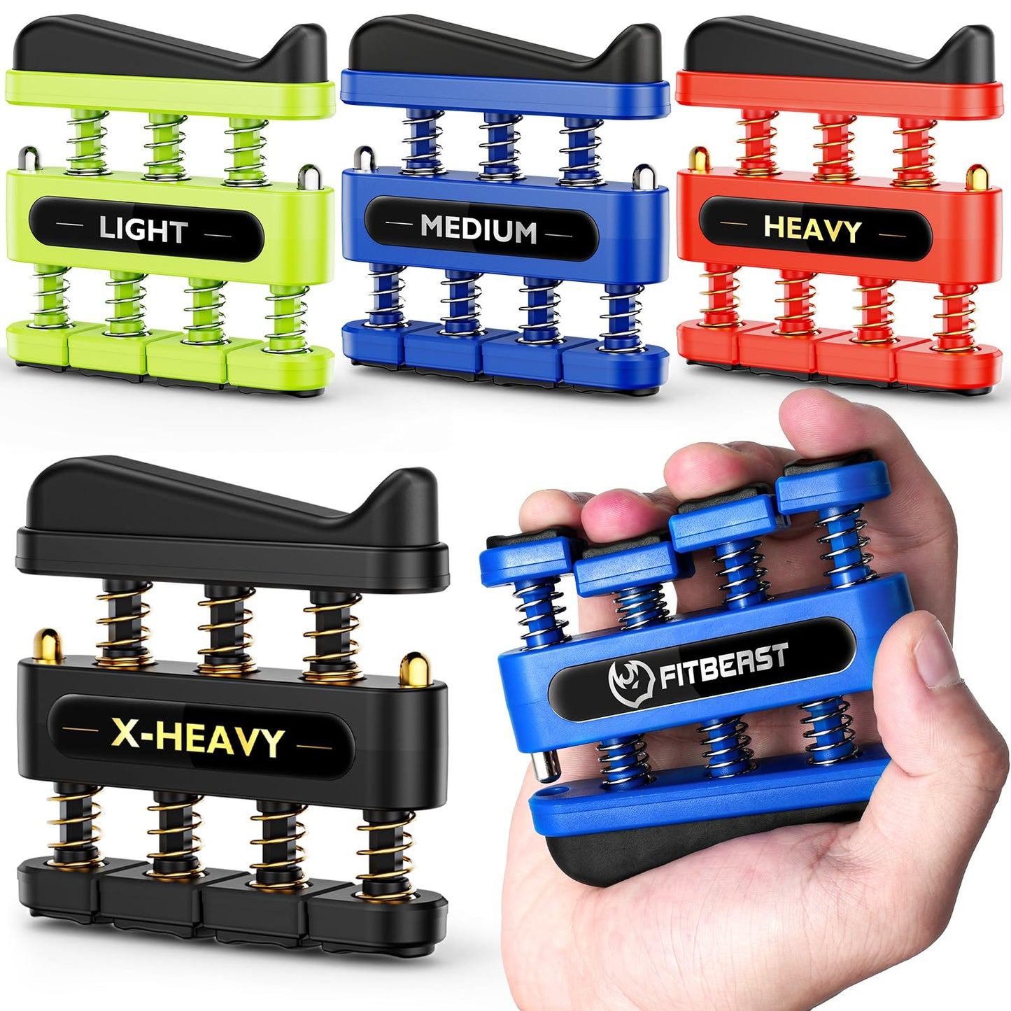 FitBeast Finger Strengthener, Finger Exerciser, Hand Exerciser for Improve Dexterity and Strength in Fingers, Hands, ForearmsโGrip Strength Trainer for Musicians, Climbers