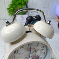 Twin Bell Silver Table Alarm Clock with Night LED Light