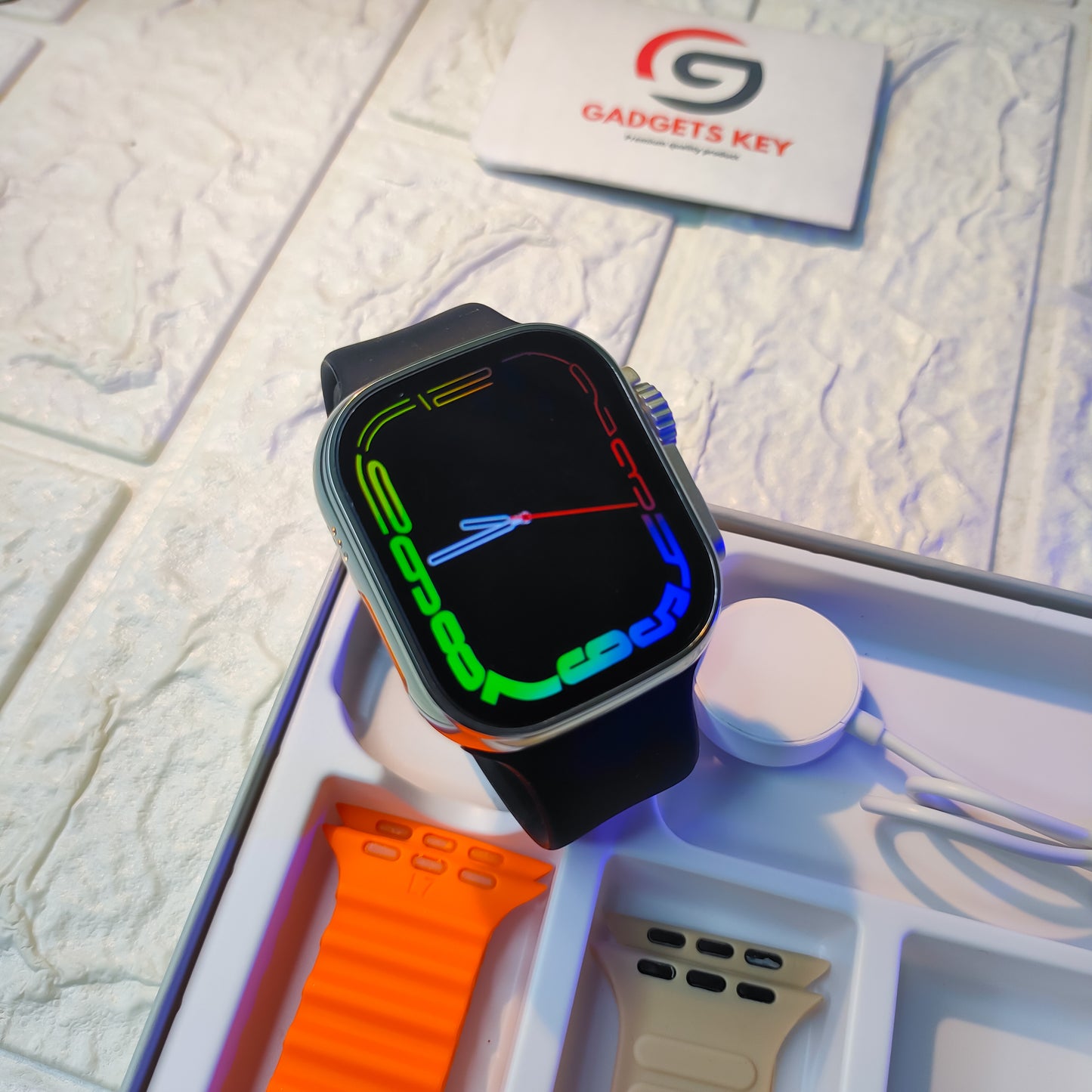 4 in 1 Series Ultra Smart watch With Wireless Charger | Colorful Silicon Straps |Change Straps  Everyday .