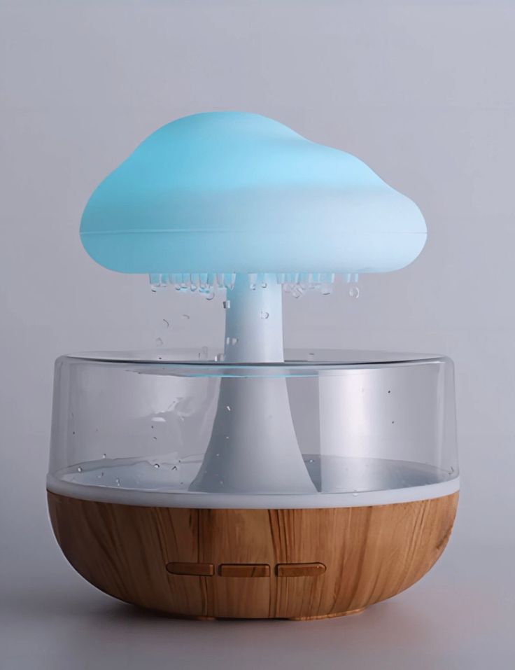 Rain Cloud Humidifier Water Drip, Mushroom Humidifier Waterfall Lamp, Mushroom Diffuser, Cloud Humidifier Rain Drop, Rain Sounds for Sleeping, Rain Cloud Diffuser