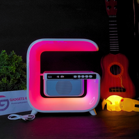 Square G Lamp, Multifunctional Bluetooth Speaker Alarm Clock, 15W Wireless Mobile Phone Charging Station Colorful Wireless Subwoofer RGB Light Lamp, New Smart Light LED Atmosphere Lamp, Sound Machine Smart Light