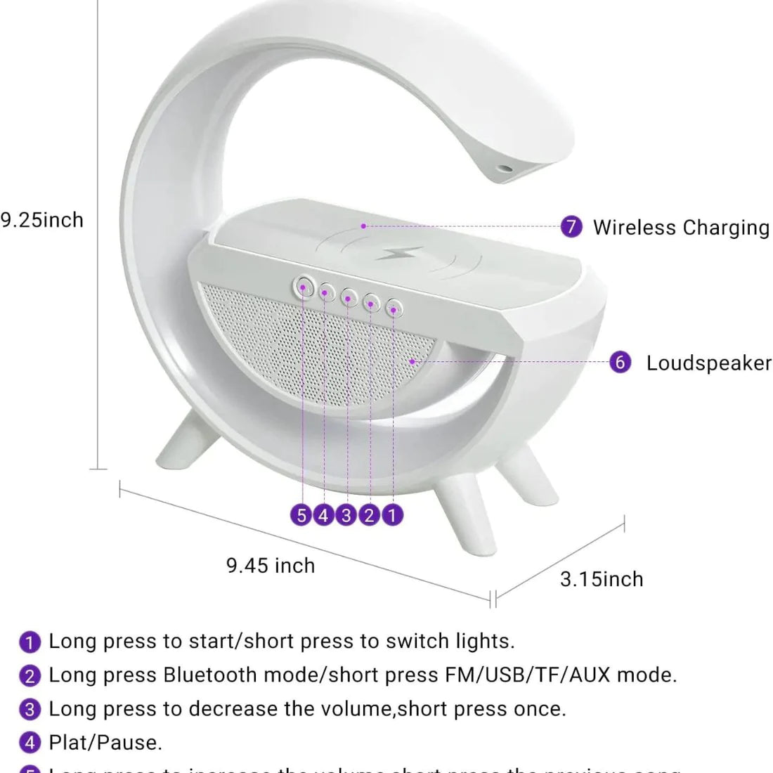 New G-Shaped Wireless Charging Desk Table Lamp