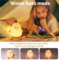 Silicone Pear LED Night light Lamp, Cute Funny Fruit Led Night Light with Legs, 7 Color Changing Light for Bedroom Gift for Christmas,  Halloween Party.