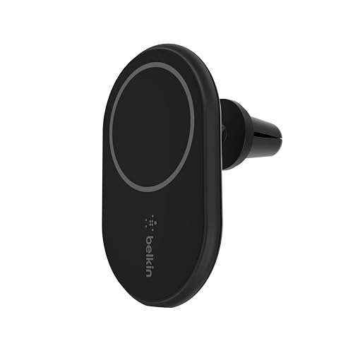 Belkin MagSafe-Compatible Magnetic Wireless Car Charger 10W - Wireless Charger, Magnetic Car Vent Phone Mount for iPhone 17, iPhone 16, 15, & 14 Series, Pixel 10 (Power Supply Included) - Black