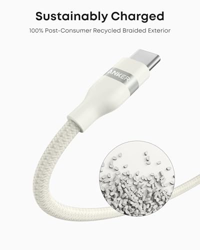 Anker Car Carplay Cable for iPhone 17 16 Pro Max Plus, Upcycled Braided USB A to USB C Car Charger Cord for Samsung Note20 and More(6FT,White)
