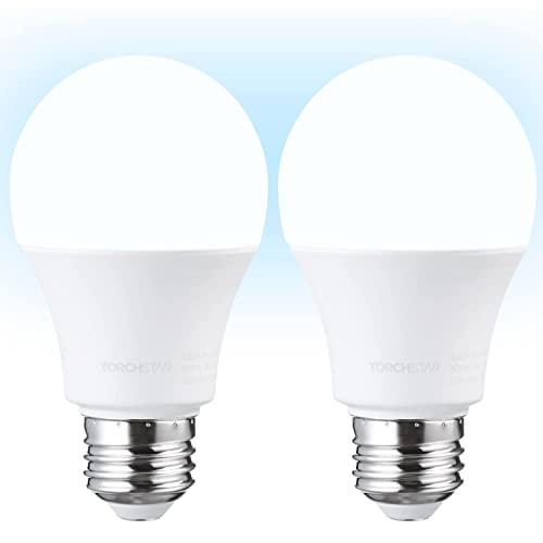 TORCHSTAR 1700LM Universal Garage Door Opener LED Light Bulb, UL FCC DOE, 15W Ultra Bright, Minimize Interference, 100W Eqv. 120V, A19 Bulbs, E26 Base, 5000K Daylight, Pack of 2