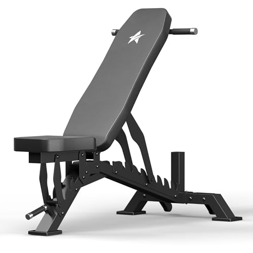 Weight Bench, Adjustable Workout Bench for Home Gym Full Body Workout, 1300LBS Weight Capacity Bench Press, Flat/Incline Bench with 33" Extra-Long Backrest & Wheels