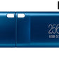 Samsung Type-C USB Flash Drive, 256GB, Transfers 4GB Files in 11 Secs w/Up to 400MB/s USB 3.2 Gen 1 Read Speeds, Compatible w/USB 3.0/2.0, Waterproof, 2022, Blue, MUF-256DA/AM