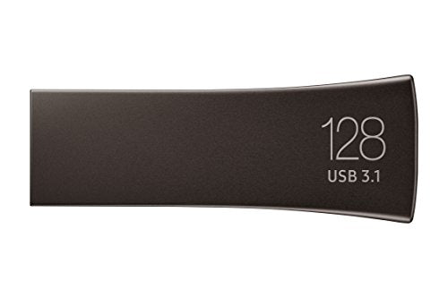 SAMSUNG BAR Plus 3.1 USB Flash Drive, 128GB, 400MB/s, Rugged Metal Casing, Storage Expansion for Photos, Videos, Music, Files, MUF-128BE4/AM, Titan Grey