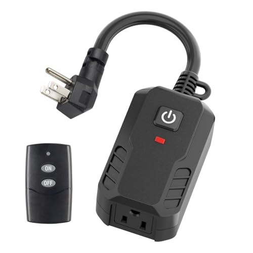 BN-LINK Outdoor Remote Control Outlet Plug Black,Indoor Wireless Outle ...