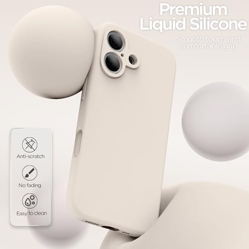 for iPhone 17 Case, Liquid Silicone Cover with Camera Protection Anti-Scratch Soft Microfiber Lining Shockproof Protective Phone Case for iPhone 17 6.3", Stone