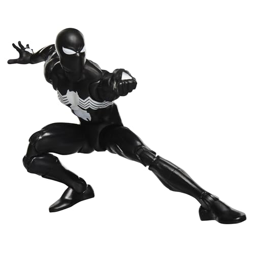Hasbro Marvel Secret Wars Spider-Man Action Figure | Marvel Legends Retro 6 Inch Action Figure Secret Wars Wave 1 - Black Suit Spider-Man