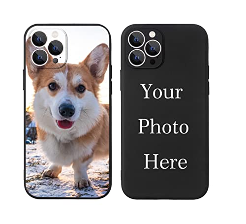 Custom Pictures Phone Case for iPhone 17/16/15/14/13/12/11 Pro Max Mini, Personalized Phone Cases, Customized Photo Black Liquid Silicone Soft Gel Rubber Cover for Birthday Friends Family