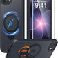 FNTCASE for iPhone 17e Case: iPhone 16e Phone Case [360 Spin Magnetic Stand] [Compatible with Magsafe] [Screen Protector] Translucent Matte Military Grade Shockproof Protective Phone Cover Black