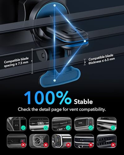 ESR for MagSafe Car Mount Charger,15W Magnetic Wireless Car Charger, for MagSafe Car Charging, Air Vent Dashboard Phone Holder Mount for iPhone Air 17 Pro Max 16 15 14 13 12, Galaxy S26, Fast Charging