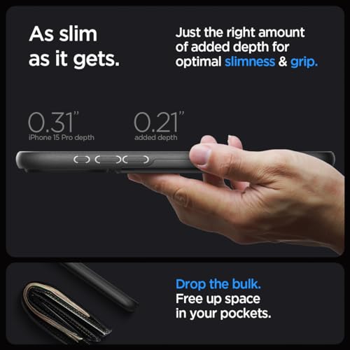 Spigen Slim Armor CS Designed for iPhone 15 Pro Case (2023) [Military-Grade Protection] - Black