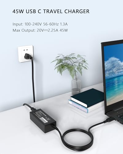 45W USB C Laptop Charger Compatible with HP Chromebook X360 14 14-ca051wm 14-ca091wm 14-ca0061dx 14a-nf0099nr 14a-na0226nr Type C Charger Fast Charging Power Supply Adapter Cord