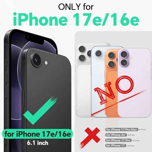 TUCCH Wallet Case for iPhone 17e/16e, [RFID Blocking] 4 Card Holder Kickstand [Shockproof TPU Inner Case] PU Leather Magnetic Closure Protective Cover for iPhone 17e 2026/16e 2025 6.1", Black